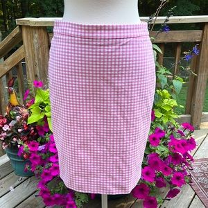 J. Crew No. 2 Pencil Skirt Pink Gingham